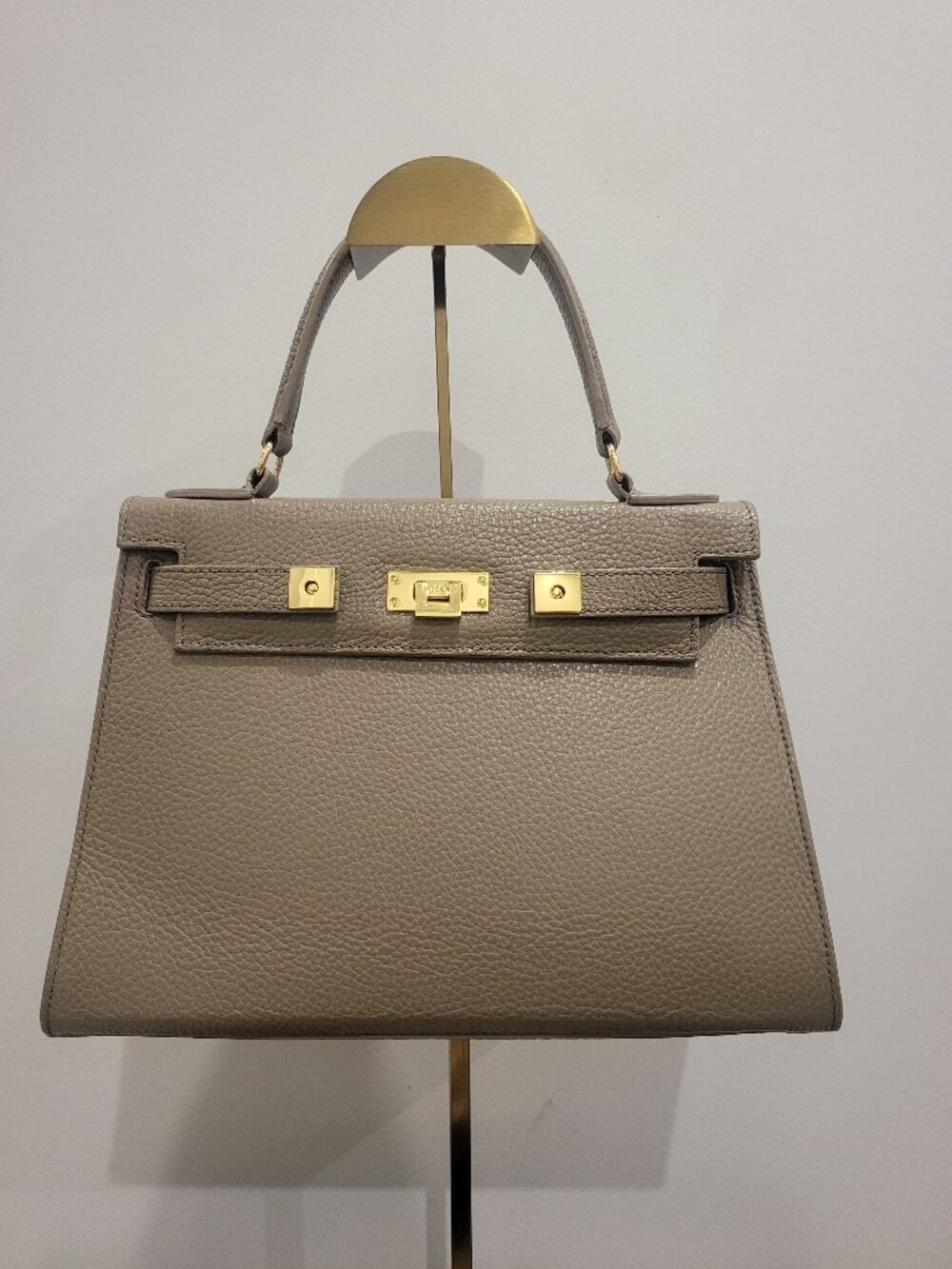 Luxurious Lalage Beaumont Medium Taupe Italian calf leather luxury bag